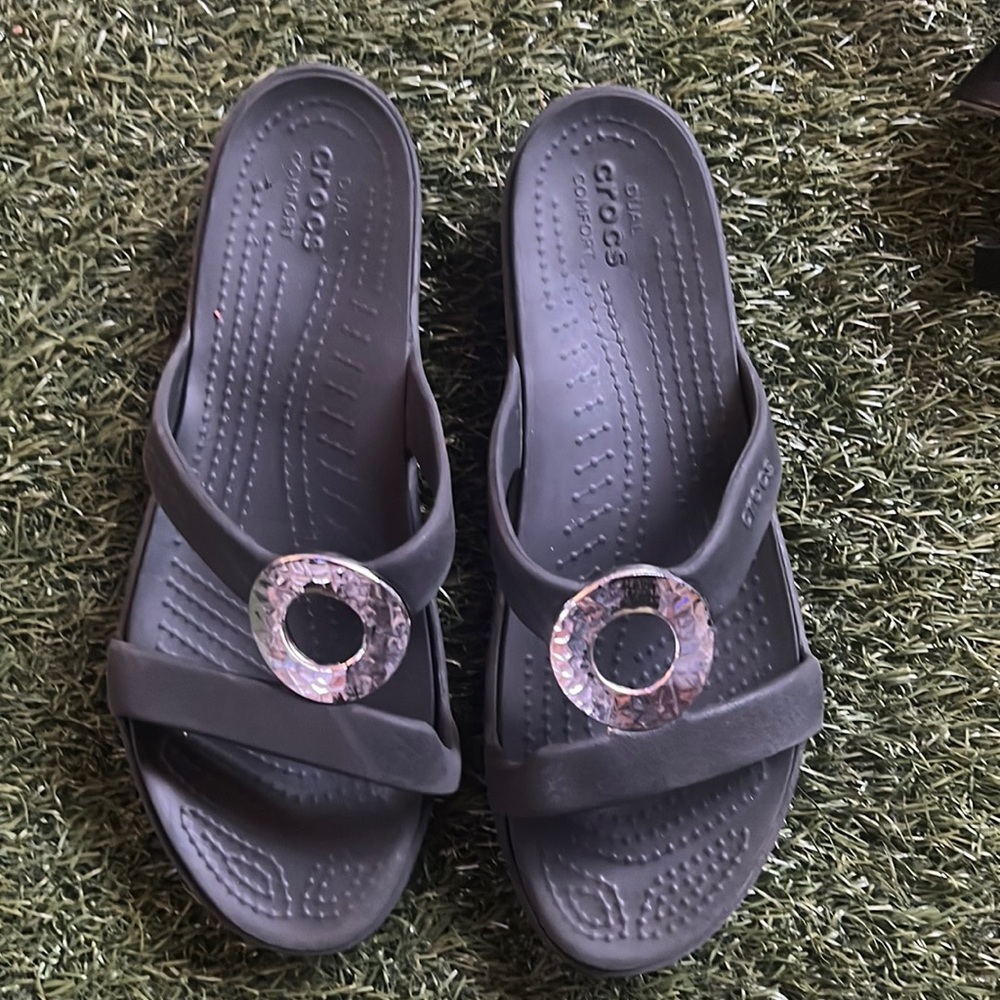 Black and silver CROCS